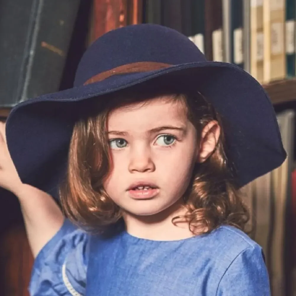 Janie and Jack Baby Girls Equestrian Navy Wide Brim Hat, 6-12M - NWT